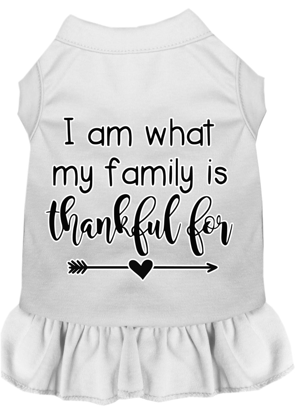 I Am What My Family is Thankful For Screen Print Dog Dress White Sm
